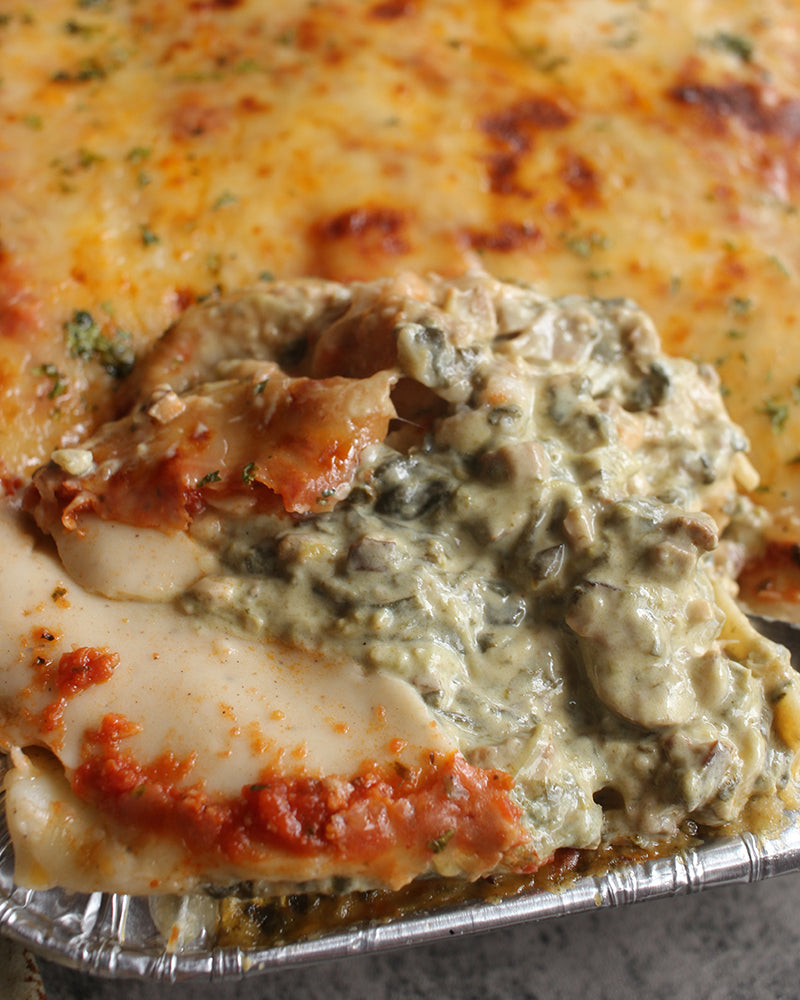 Spinach Mushroom Lasagna (Half Tray serves 45, Whole Tray serves 810